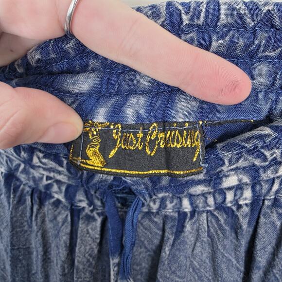 Just Cruising Navy White Embroidered Tassels Festival Boho Maxi Skirt Size 2XL - Picture 3 of 5